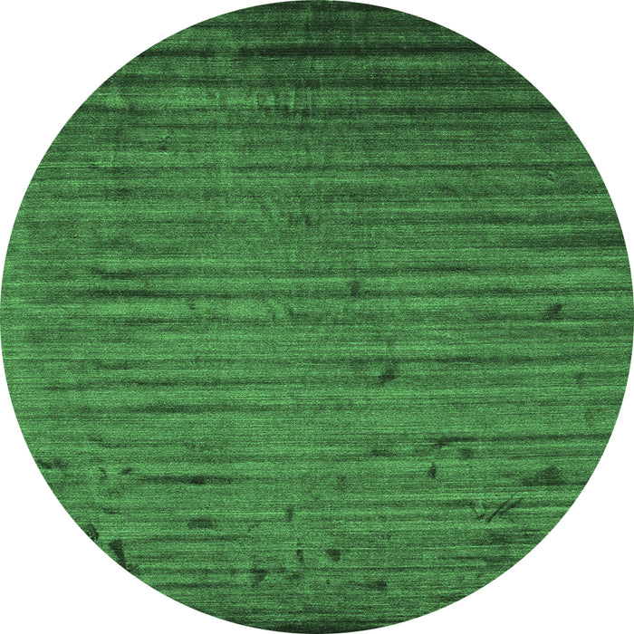 Round Machine Washable Abstract Emerald Green Contemporary Area Rugs, wshcon1458emgrn