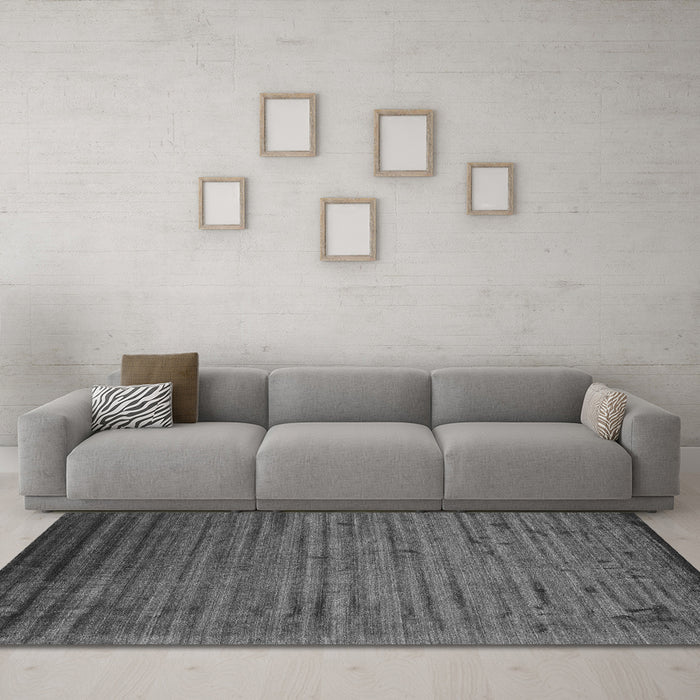 Machine Washable Abstract Gray Contemporary Rug in a Living Room,, wshcon1458gry