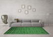 Machine Washable Abstract Emerald Green Contemporary Area Rugs in a Living Room,, wshcon1458emgrn