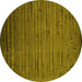 Round Machine Washable Abstract Yellow Contemporary Rug, wshcon1458yw