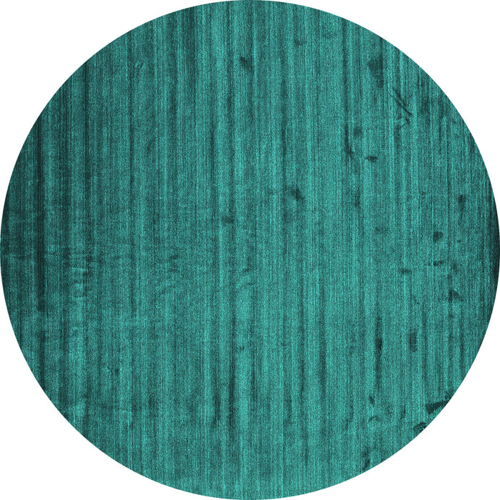 Round Abstract Turquoise Contemporary Rug, con1458turq