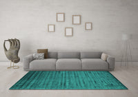 Machine Washable Abstract Turquoise Contemporary Rug, wshcon1458turq