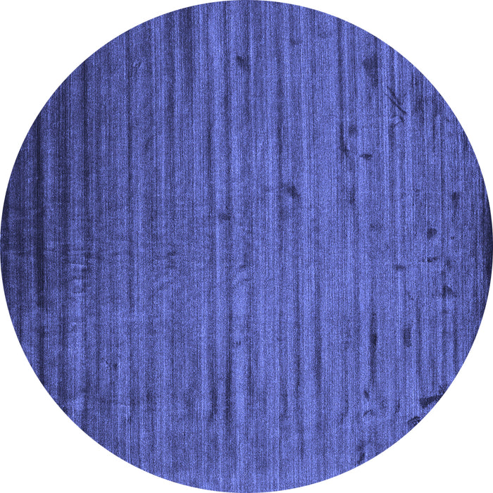 Round Abstract Blue Contemporary Rug, con1458blu