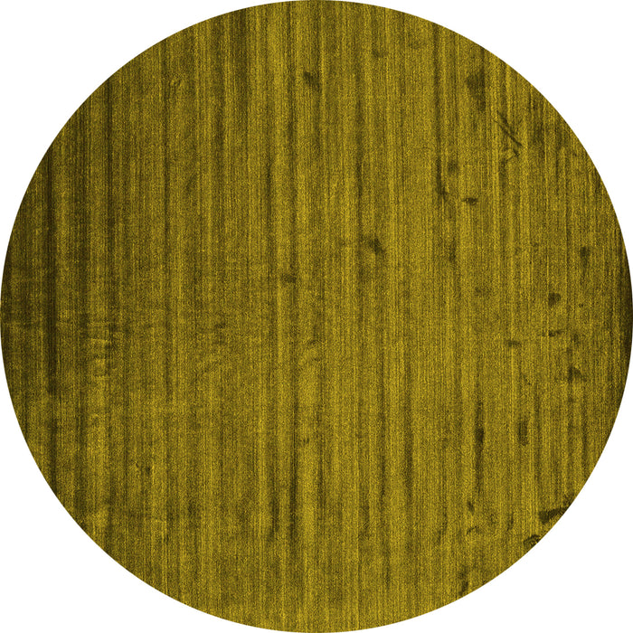 Round Abstract Yellow Contemporary Rug, con1458yw