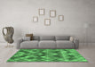 Machine Washable Abstract Emerald Green Contemporary Area Rugs in a Living Room,, wshcon1459emgrn