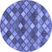 Round Machine Washable Abstract Blue Contemporary Rug, wshcon1459blu