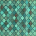 Square Machine Washable Abstract Turquoise Contemporary Area Rugs, wshcon1459turq