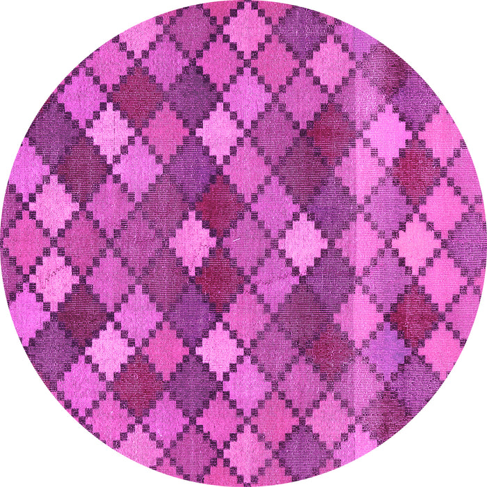 Round Abstract Pink Contemporary Rug, con1459pnk