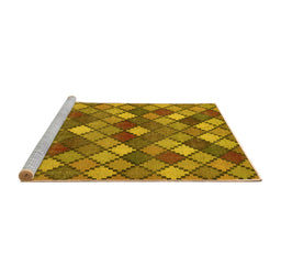 Sideview of Machine Washable Abstract Yellow Contemporary Rug, wshcon1459yw