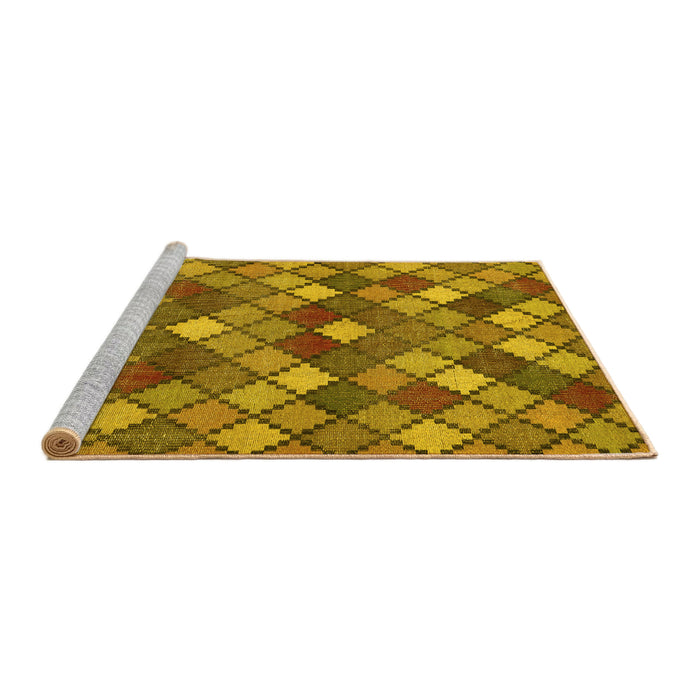 Sideview of Machine Washable Abstract Yellow Contemporary Rug, wshcon1459yw