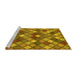 Sideview of Machine Washable Abstract Yellow Contemporary Rug, wshcon1459yw