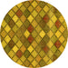 Round Abstract Yellow Contemporary Rug, con1459yw