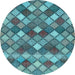 Round Machine Washable Abstract Light Blue Contemporary Rug, wshcon1459lblu