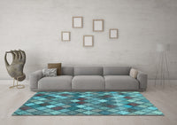 Machine Washable Abstract Light Blue Contemporary Rug, wshcon1459lblu