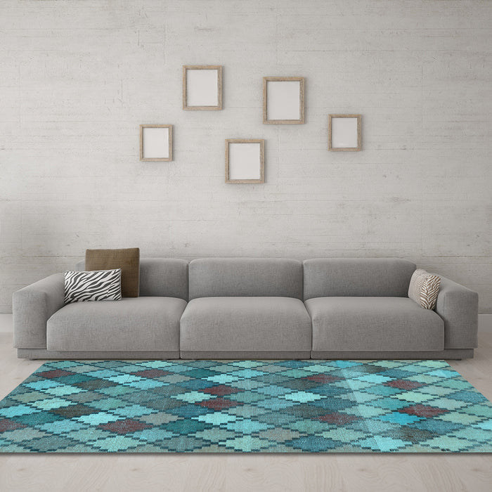 Machine Washable Abstract Light Blue Contemporary Rug in a Living Room, wshcon1459lblu