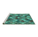 Sideview of Machine Washable Abstract Turquoise Contemporary Area Rugs, wshcon1459turq