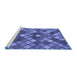 Sideview of Machine Washable Abstract Blue Contemporary Rug, wshcon1459blu