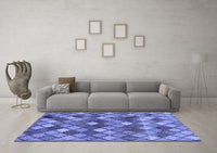 Machine Washable Abstract Blue Contemporary Rug, wshcon1459blu