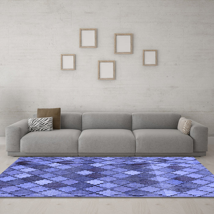 Machine Washable Abstract Blue Contemporary Rug in a Living Room, wshcon1459blu