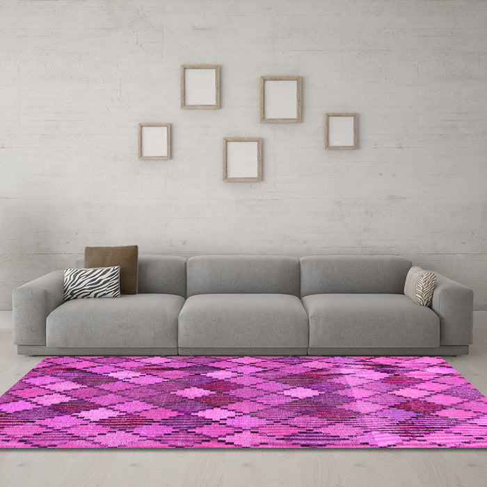 Machine Washable Abstract Pink Contemporary Rug in a Living Room, wshcon1459pnk