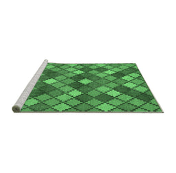 Sideview of Machine Washable Abstract Emerald Green Contemporary Area Rugs, wshcon1459emgrn