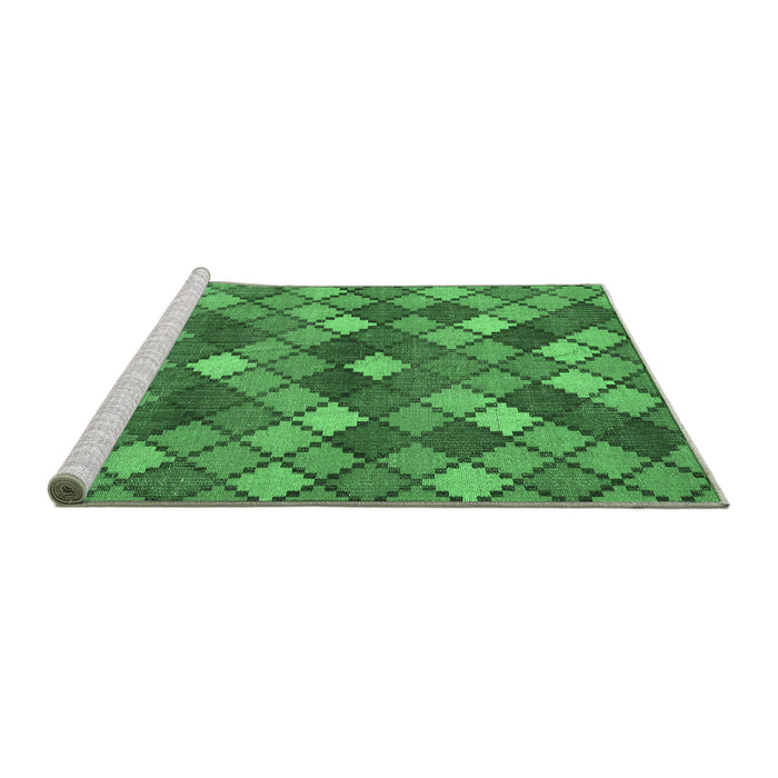 Sideview of Machine Washable Abstract Emerald Green Contemporary Area Rugs, wshcon1459emgrn