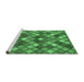 Sideview of Machine Washable Abstract Emerald Green Contemporary Area Rugs, wshcon1459emgrn