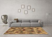 Machine Washable Abstract Brown Contemporary Rug, wshcon1459brn