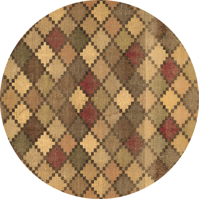 Round Abstract Brown Contemporary Rug, con1459brn