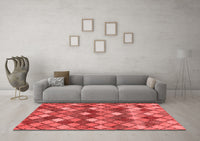 Machine Washable Abstract Red Contemporary Rug, wshcon1459red