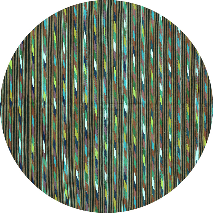 Round Oriental Turquoise Traditional Rug, con145turq
