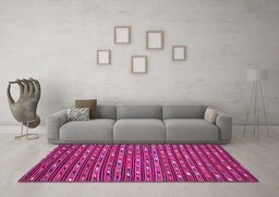 Machine Washable Oriental Pink Traditional Rug in a Living Room, wshcon145pnk