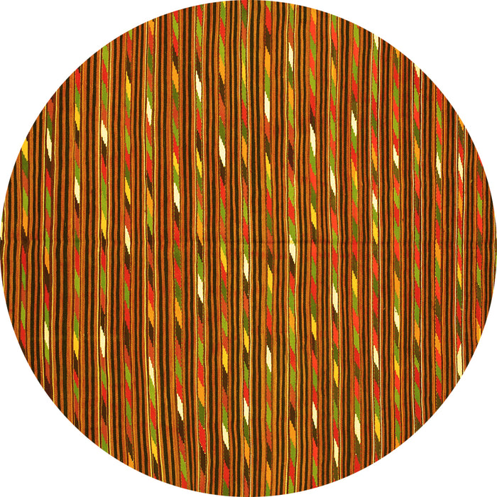 Round Machine Washable Oriental Yellow Traditional Rug, wshcon145yw