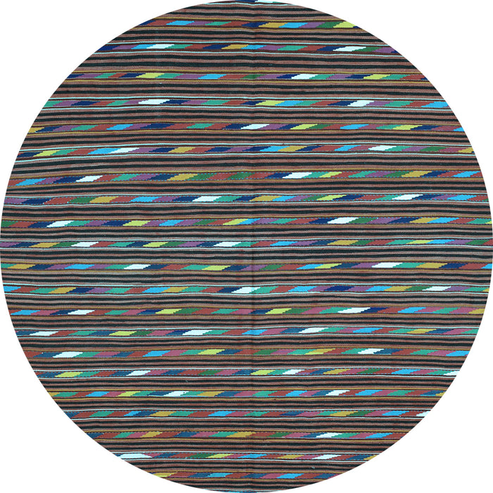 Round Machine Washable Oriental Light Blue Traditional Rug, wshcon145lblu