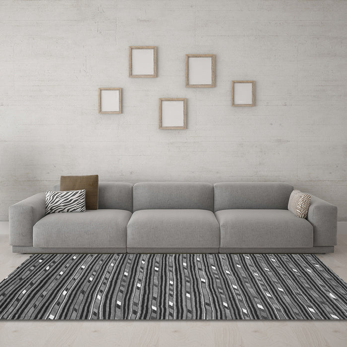 Machine Washable Oriental Gray Traditional Rug in a Living Room,, wshcon145gry