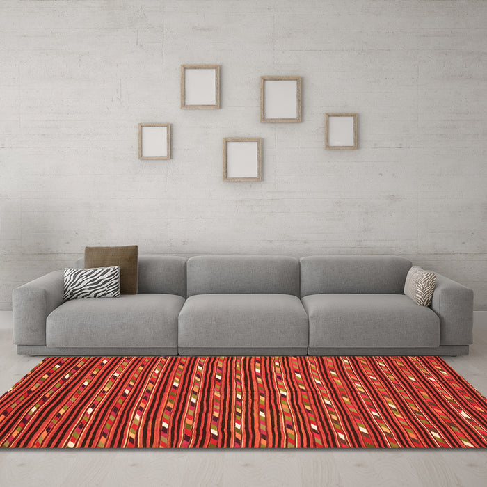 Machine Washable Oriental Orange Traditional Area Rugs in a Living Room, wshcon145org