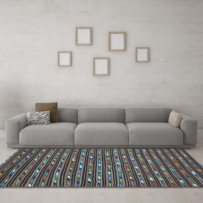 Machine Washable Oriental Light Blue Traditional Rug in a Living Room, wshcon145lblu
