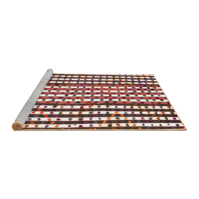 Serging Thickness of Machine Washable Contemporary Brown Red Rug, wshcon146