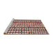Serging Thickness of Machine Washable Contemporary Brown Red Rug, wshcon146
