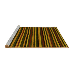 Sideview of Machine Washable Abstract Yellow Contemporary Rug, wshcon1460yw