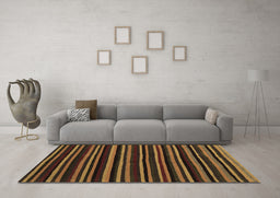 Machine Washable Abstract Brown Contemporary Rug in a Living Room,, wshcon1460brn