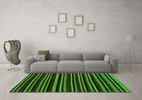 Machine Washable Abstract Green Contemporary Rug, wshcon1460grn