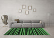 Machine Washable Abstract Emerald Green Contemporary Area Rugs in a Living Room,, wshcon1460emgrn