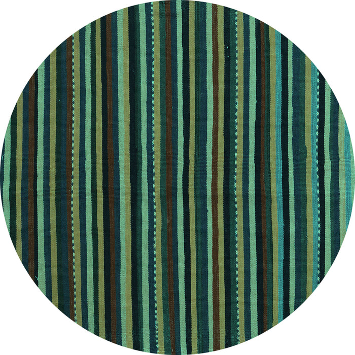 Round Abstract Turquoise Contemporary Rug, con1460turq