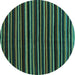 Round Abstract Turquoise Contemporary Rug, con1460turq