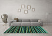 Machine Washable Abstract Turquoise Contemporary Area Rugs in a Living Room,, wshcon1460turq