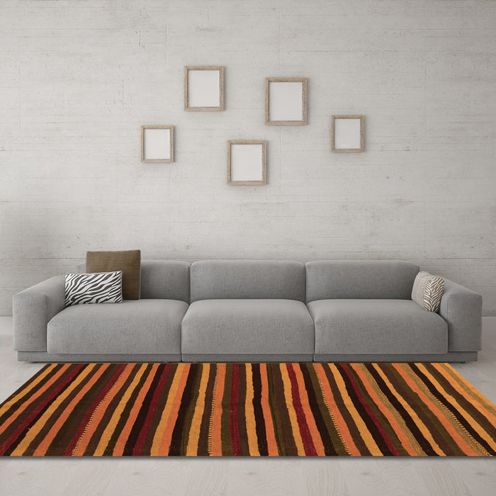 Machine Washable Abstract Orange Contemporary Area Rugs in a Living Room, wshcon1460org