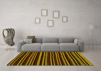 Machine Washable Abstract Yellow Contemporary Rug, wshcon1460yw