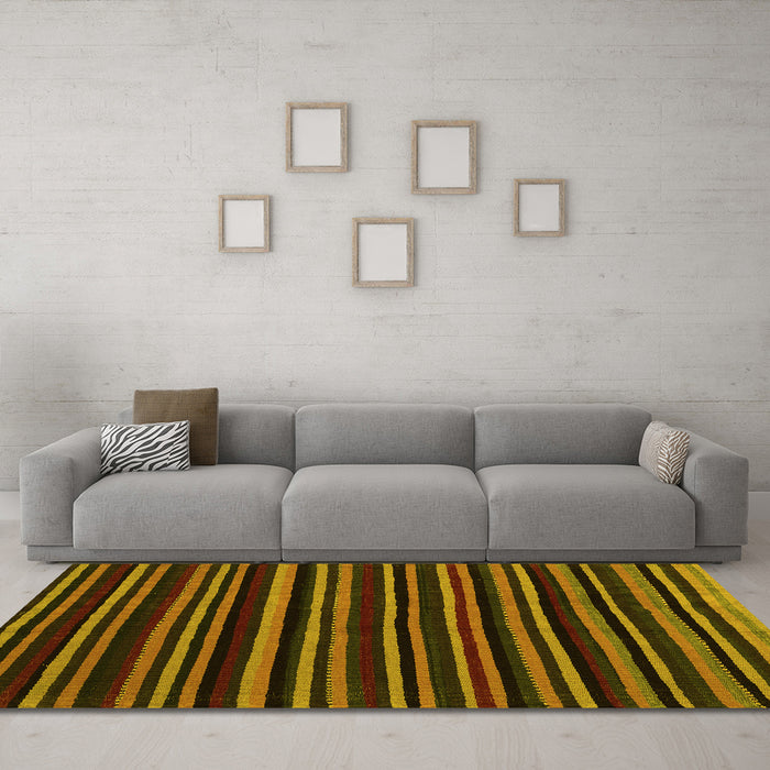 Machine Washable Abstract Yellow Contemporary Rug in a Living Room, wshcon1460yw