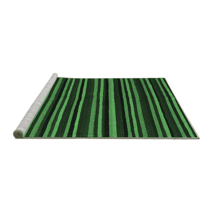 Sideview of Machine Washable Abstract Emerald Green Contemporary Area Rugs, wshcon1460emgrn